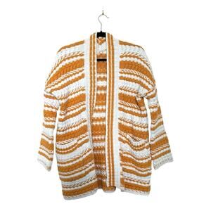 Maje Milio Chunky Stripe Cotton Blend Cardigan in Yellow Size 1